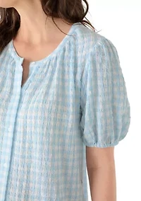 Women's Elbow Puff Sleeve Print Top