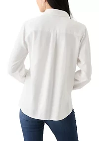 Petite Linen Blend Boyfriend Shirt