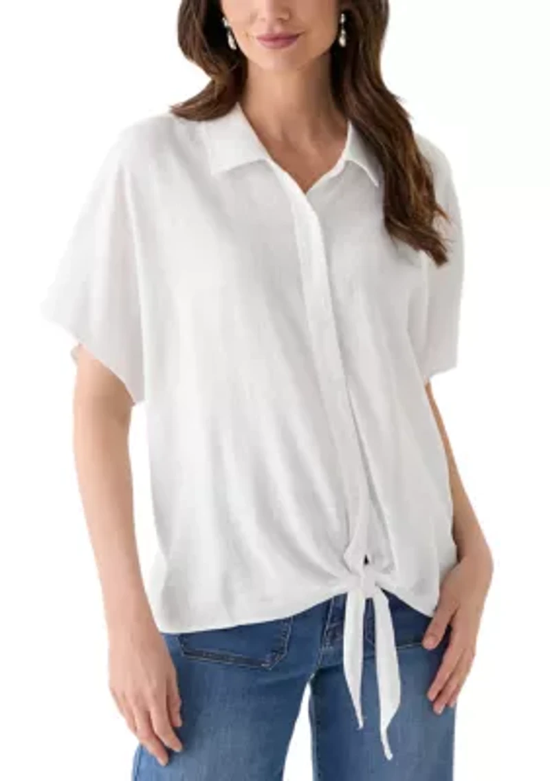 Petite Tie Front Shirt