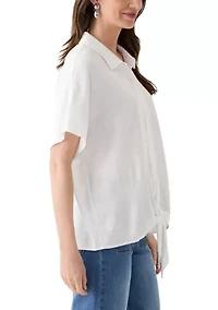 Petite Tie Front Shirt