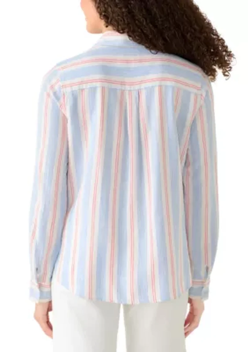 Petite Button Front Linen Shirt