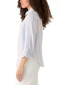 Petite Button Front Linen Shirt