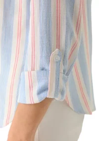 Petite Button Front Linen Shirt