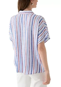 Petite Printed  Tie Front Top