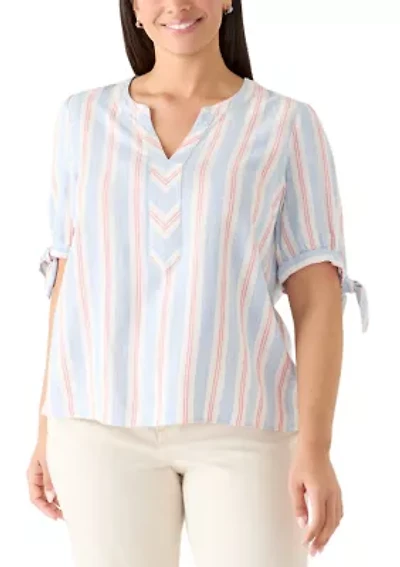 Plus Tie Elbow Woven Shirt