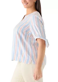 Plus Tie Elbow Woven Shirt