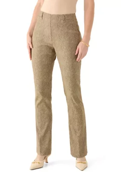 Women's Brown Herringbone Bootcut Plaid Pants