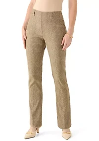 Women's Brown Herringbone Bootcut Plaid Pants