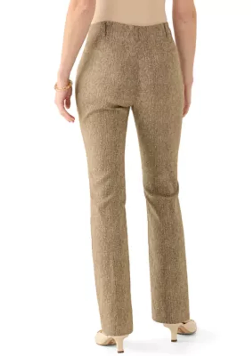 Women's Brown Herringbone Bootcut Plaid Pants