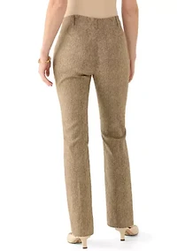 Women's Brown Herringbone Bootcut Plaid Pants