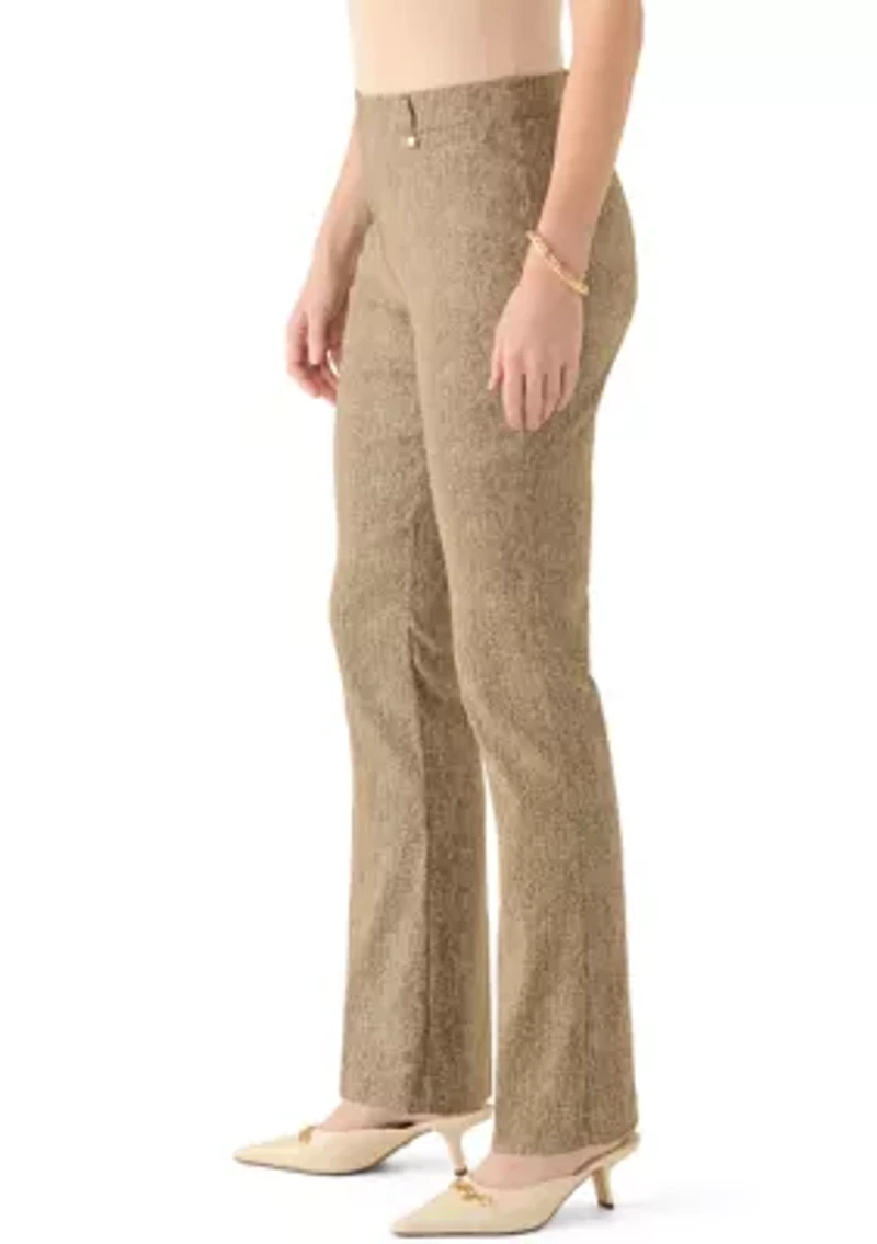 Women's Brown Herringbone Bootcut Plaid Pants