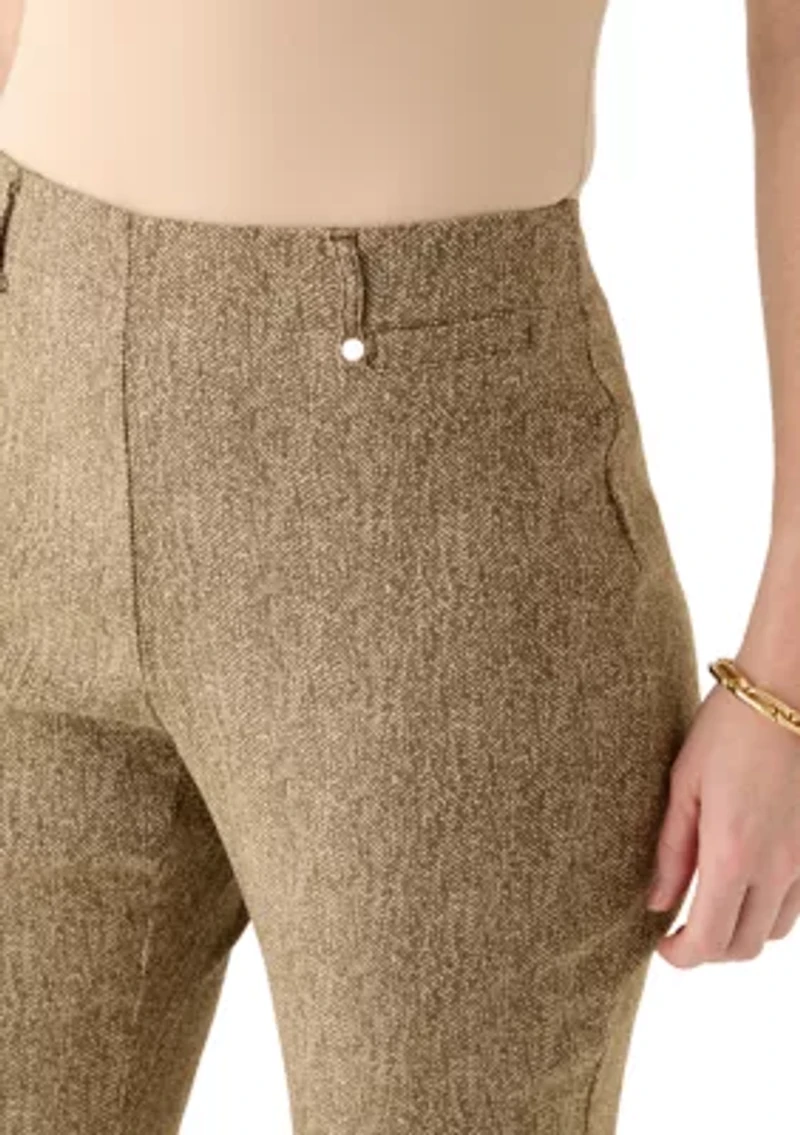 Women's Brown Herringbone Bootcut Plaid Pants