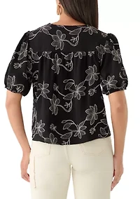 Women's Puff Sleeve Print Air Flow Top