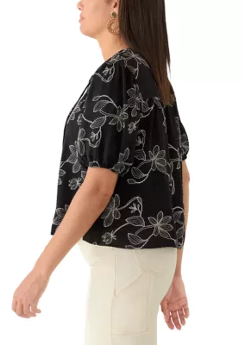 Women's Puff Sleeve Print Air Flow Top
