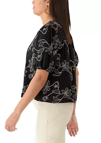 Women's Puff Sleeve Print Air Flow Top