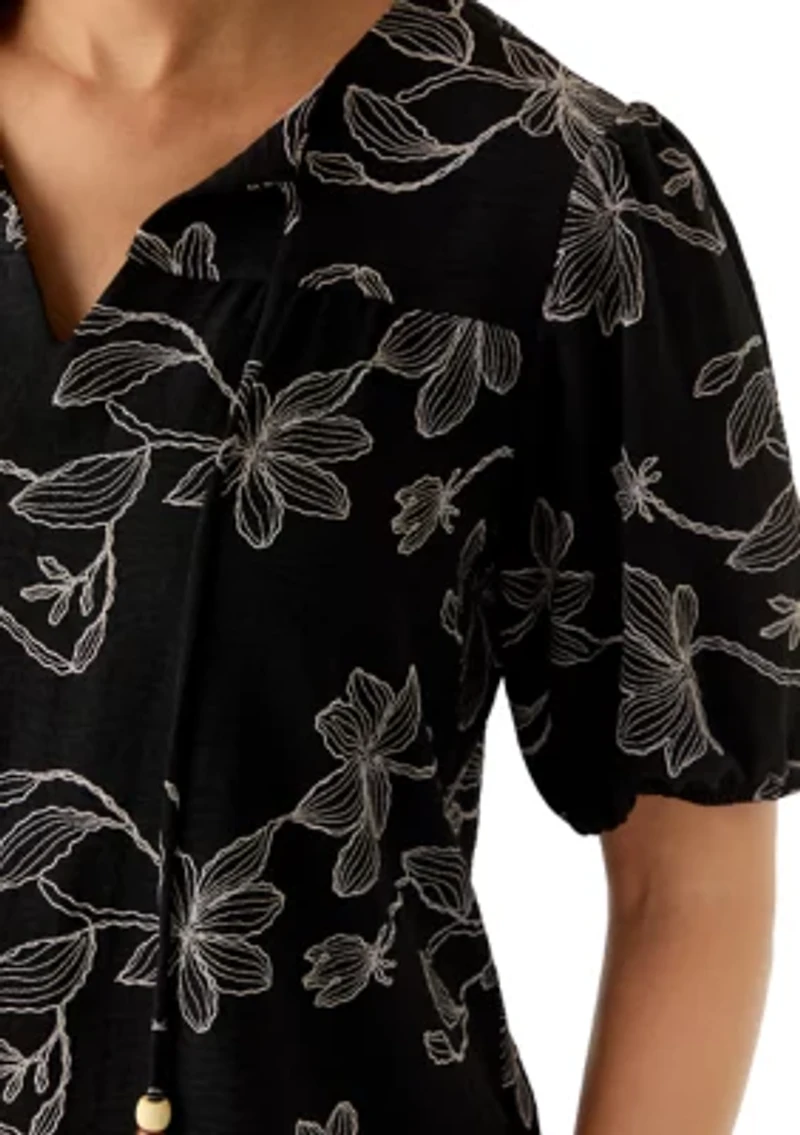 Women's Puff Sleeve Print Air Flow Top