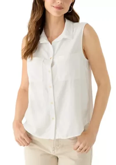 Women's Sleeveless Collared Shirt