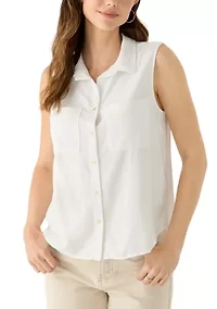 Women's Sleeveless Collared Shirt
