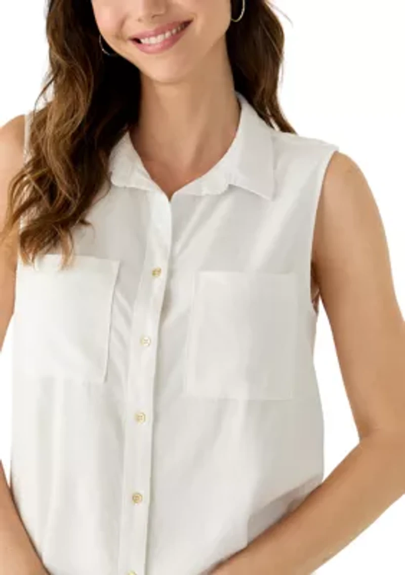 Women's Sleeveless Collared Shirt