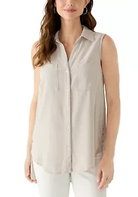 Women's Sleeveless Linen Tunic Top