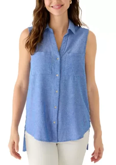 Women's Sleeveless Linen Tunic Top