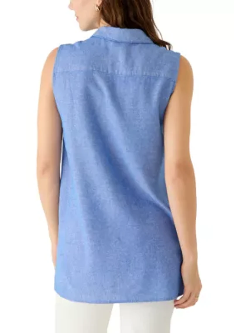 Women's Sleeveless Linen Tunic Top