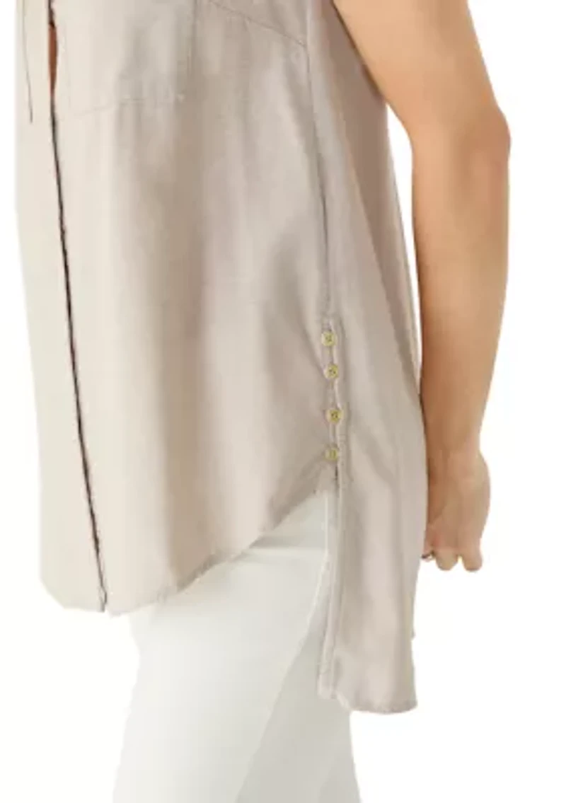Women's Sleeveless Linen Tunic Top