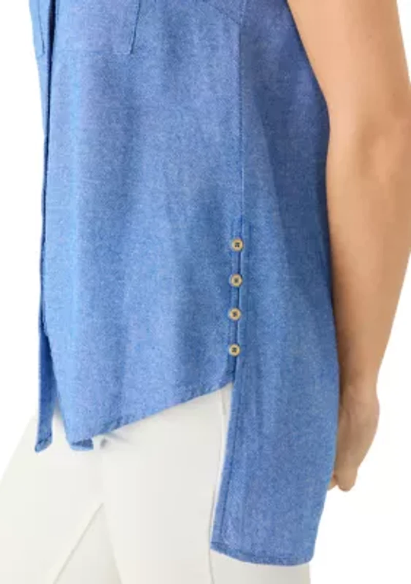 Women's Sleeveless Linen Tunic Top