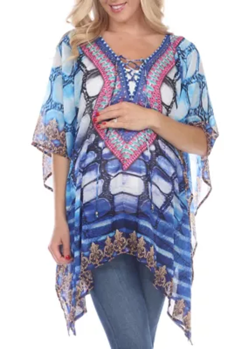 Maternity Plus Animal Print Caftan with Tie-up Neckline