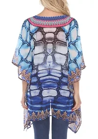 Maternity Plus Animal Print Caftan with Tie-up Neckline