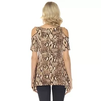 Women’s Cold Shoulder Snake Print Swing Top