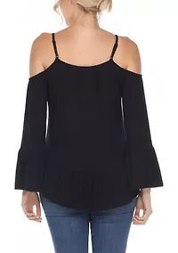 Cold Shoulder Ruffle Sleeve Top