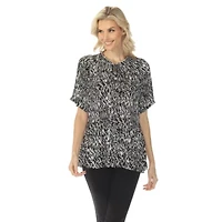 Women’s Short Sleeve Printed Peplum Top