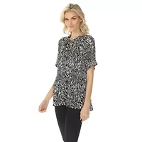 Women’s Short Sleeve Printed Peplum Top