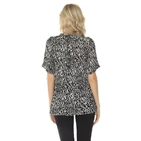 Women’s Short Sleeve Printed Peplum Top
