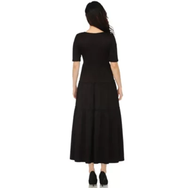 Women's Square Neck Short Sleeve Tiered Dress