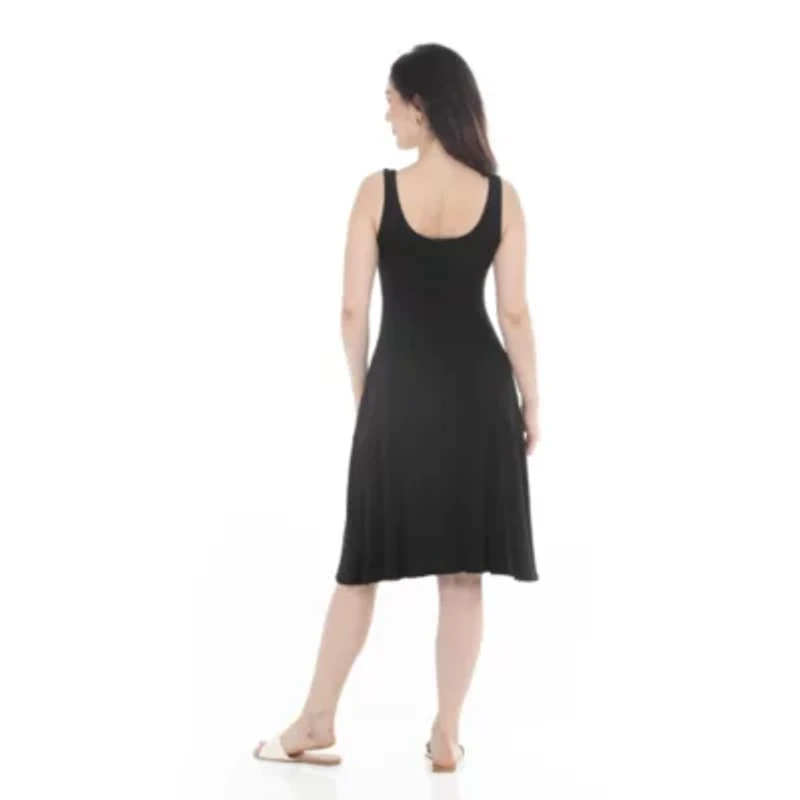 Women's Scoop Neck Fit & Flare Tank Midi Dress