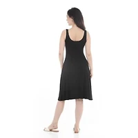 Women's Scoop Neck Fit & Flare Tank Midi Dress