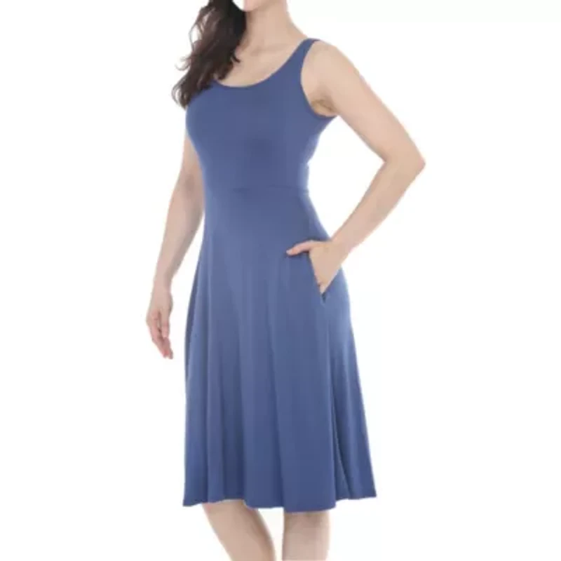 Women's Scoop Neck Fit & Flare Tank Midi Dress