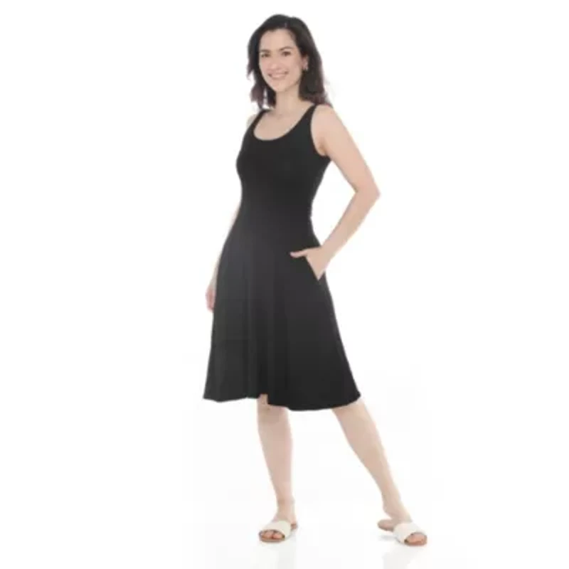 Women's Scoop Neck Fit & Flare Tank Midi Dress