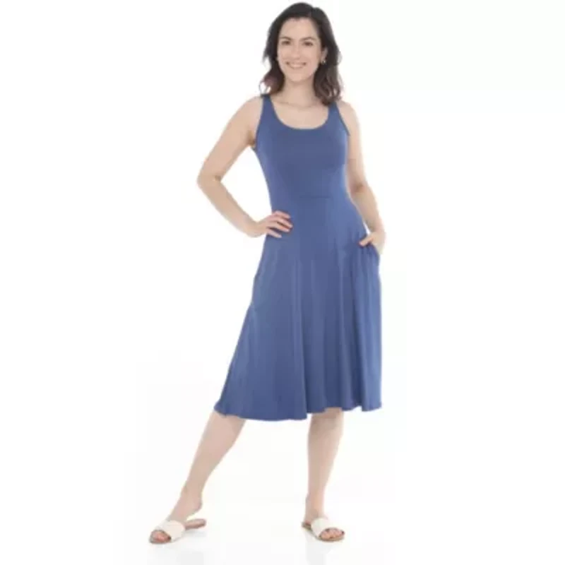 Women's Scoop Neck Fit & Flare Tank Midi Dress