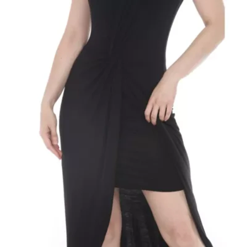 Women's Twist Front High Low Skirt Built Maxi Dress