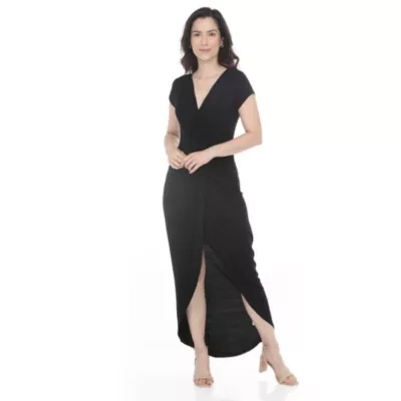 Women's Twist Front High Low Skirt Built Maxi Dress