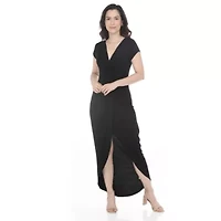 Women's Twist Front High Low Skirt Built Maxi Dress