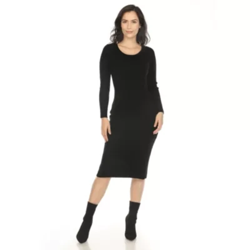 Long Sleeve Rib Midi Sweater Dress