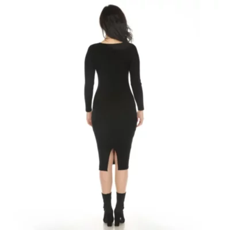 Long Sleeve Rib Midi Sweater Dress