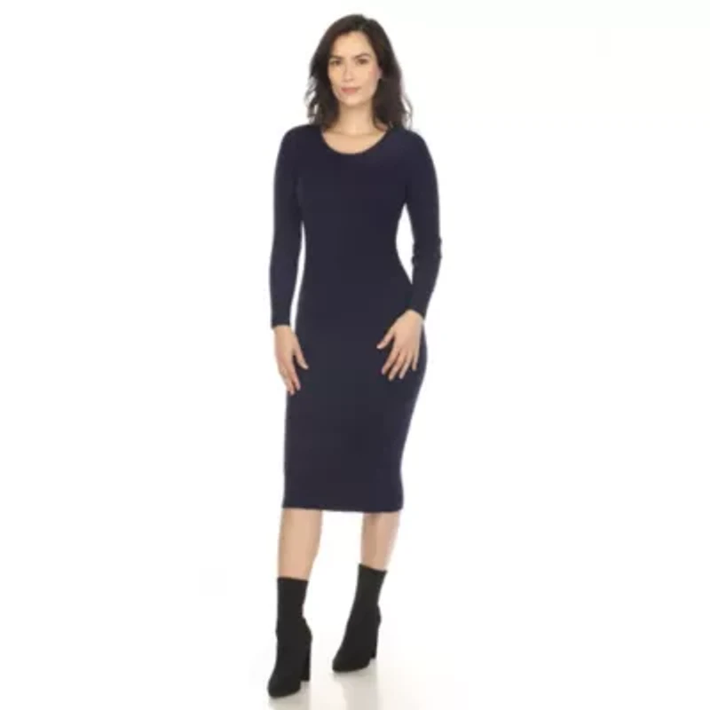 Long Sleeve Rib Midi Sweater Dress