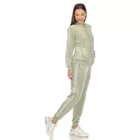 2-Piece Velour with Faux Leather Stripe