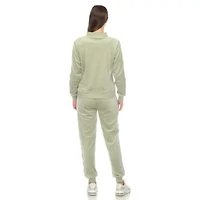 2-Piece Velour with Faux Leather Stripe