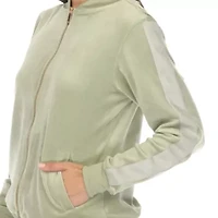 2-Piece Velour with Faux Leather Stripe